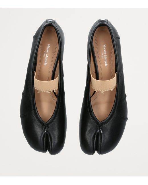 Maison Margiela Black Leather Tabi Ballet Flats