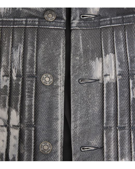 424 Gray Denim-Effect Trucker Leather Jacket for men
