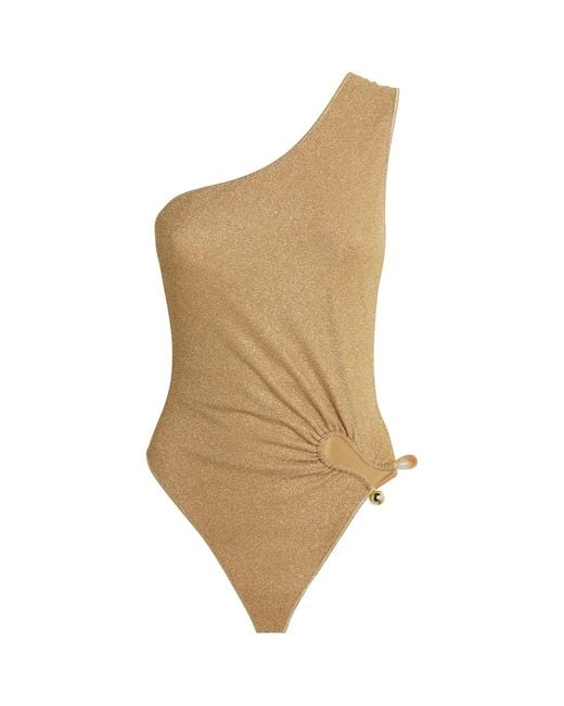 Oseree Natural One-Shoulder Lumière Swimsuit