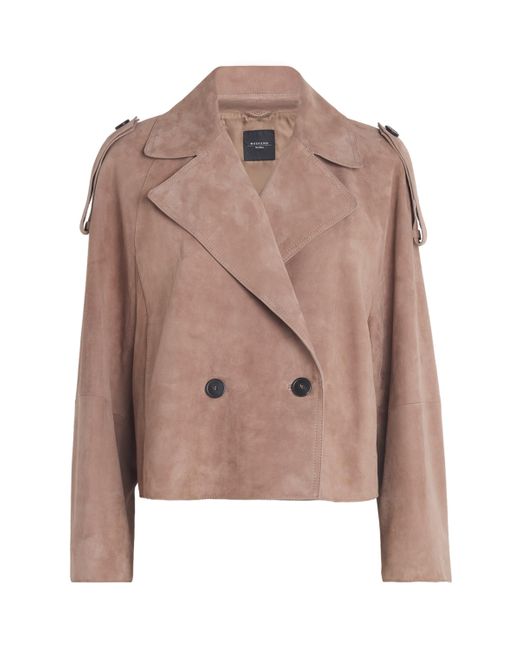 Weekend by Maxmara Brown Suede Short-Line Trench Coat