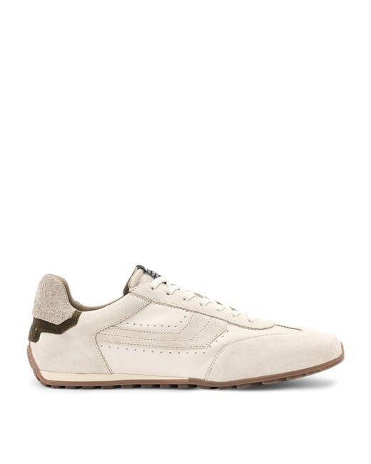 AllSaints White Leather-Suede Liam Hex Sneakers