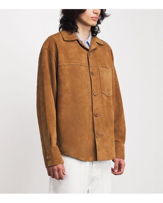 AMI Brown Suede Overshirt for men