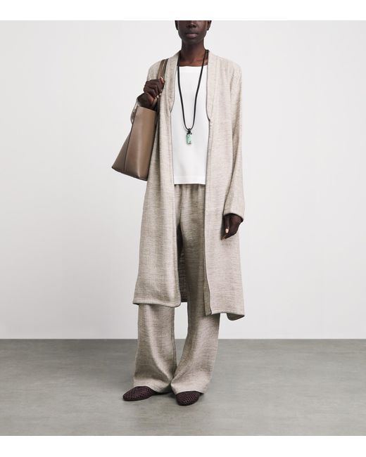 Eskandar White Linen-Blend Bakhtiari Cardigan