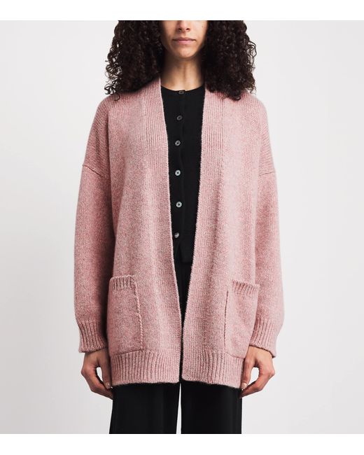 Johnstons Pink Cashmere-Cotton Slouch Cardigan