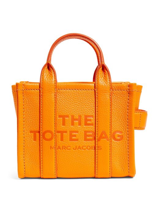 Marc Jacobs The Micro Leather The Tote Bag in Orange | Lyst UK