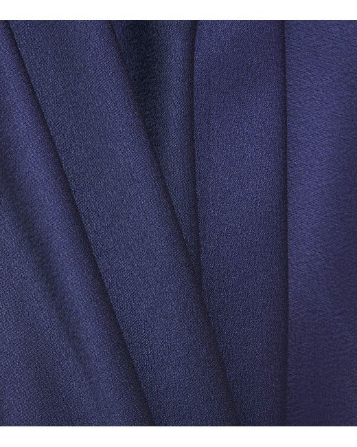 Bocan Blue Satin Lace-Trim Sonya Slip Dress