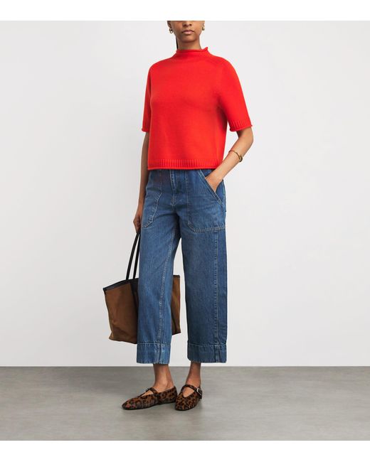 ME+EM Blue Cropped Straight Jeans