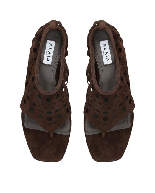 Alaïa Brown Suede Neo Vienne Sandals