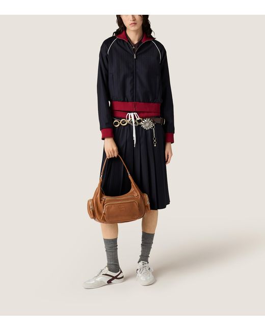 Miu Miu Brown Nappa Leather Pocket Top-Handle Bag