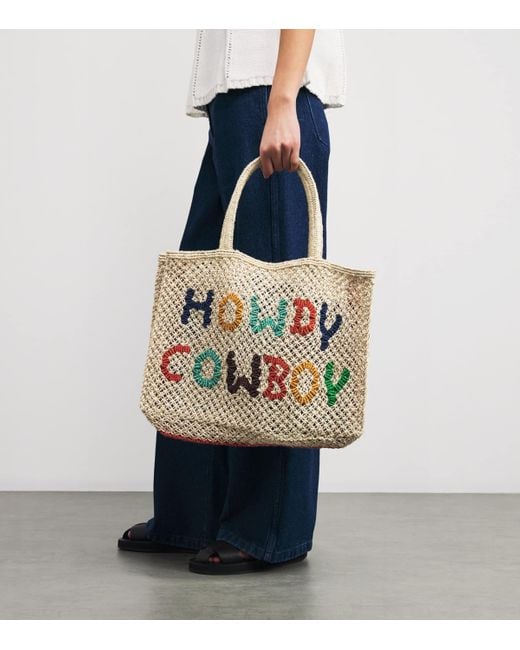 The Jacksons Multicolor Small Jute Howdy Cowboy Tote Bag