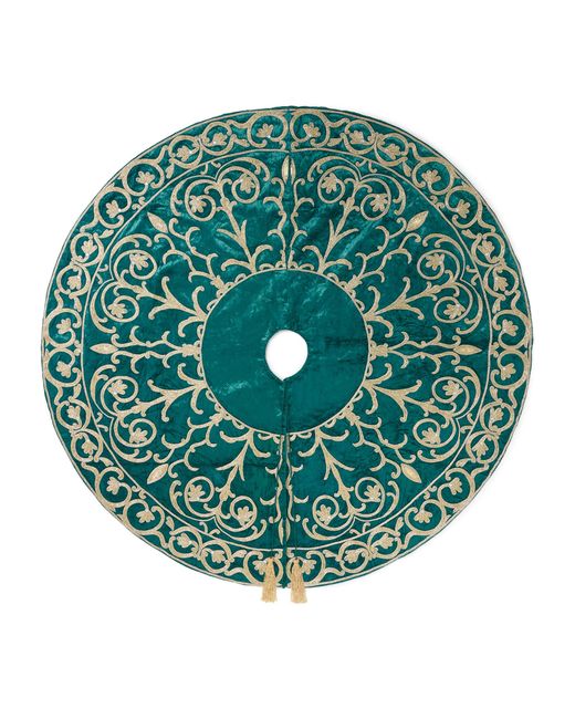 Harrods Green Velvet Beaded Tree Skirt