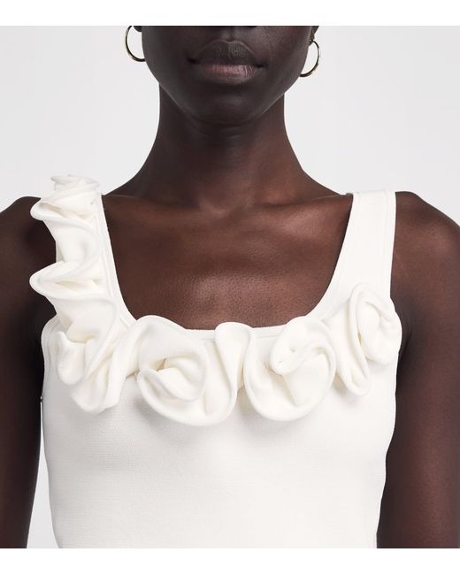 Sandro White Knitted Floral Tank Top