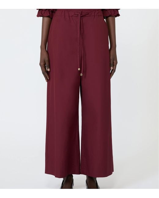 Max Mara Red Drawstring Wide-Leg Trousers