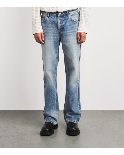 Cole Buxton Blue Distressed Straight Jeans for men