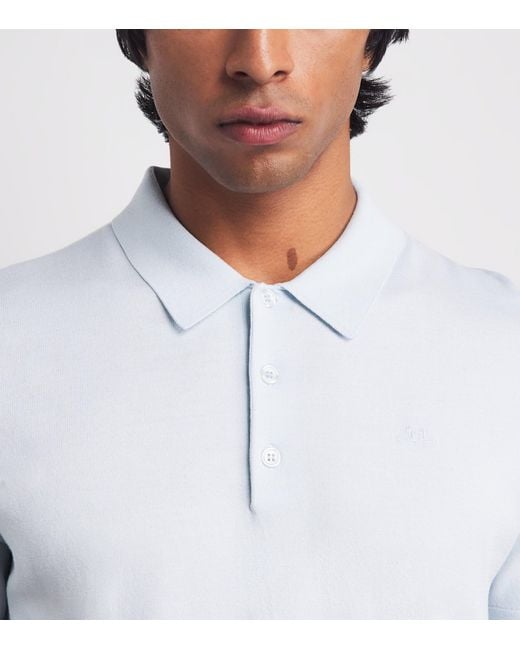 J.Lindeberg White Knitted Ridge Polo Shirt for men