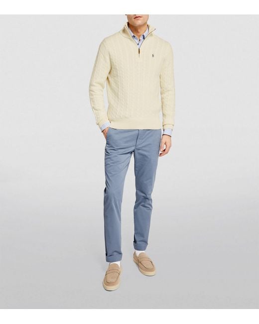 Polo Ralph Lauren Natural Wool-cotton Quarter-zip Sweater for men