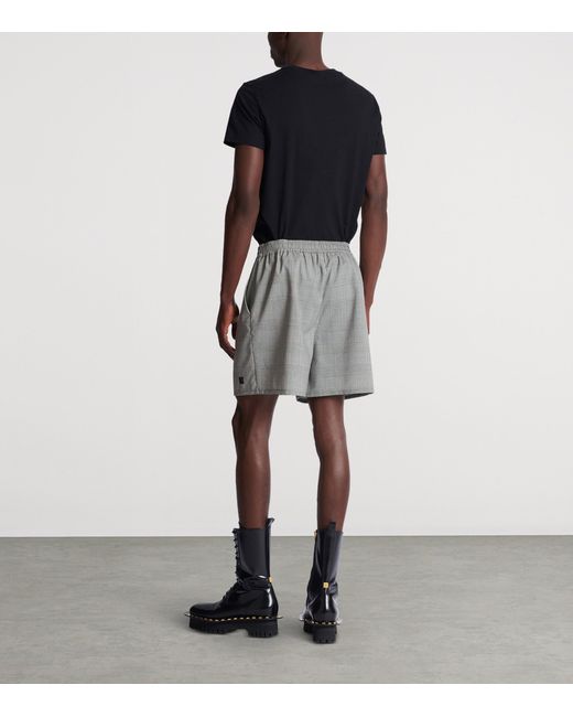 Balmain Gray Virgin Wool Check Shorts for men