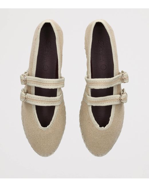 Flabelus Natural Linen-Blend Claire Mary Janes