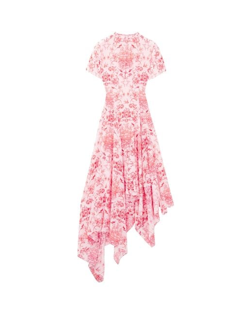 Alexander McQueen Pink Silk Sailor-Tattoo Asymmetric Maxi Dress