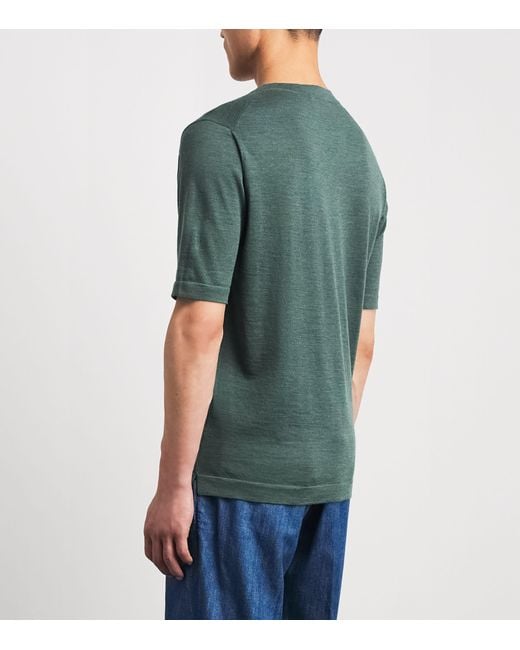 FIORONI CASHMERE Green Virgin Wool T-Shirt for men