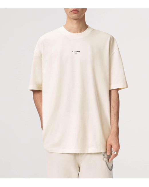 AllSaints White Organic Cotton Mikro Oversized T-Shirt for men