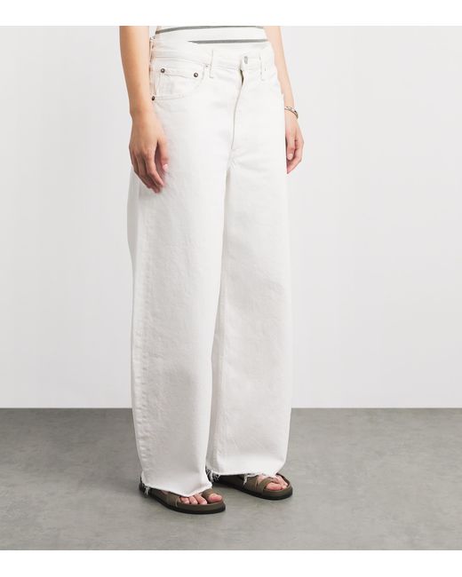 Agolde White Low Curve Fray Jeans