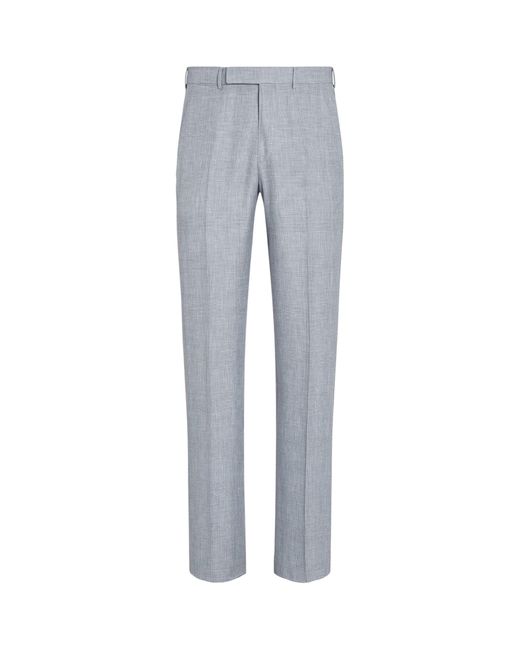 Zegna Gray Prince Of Wales Check Trousers for men
