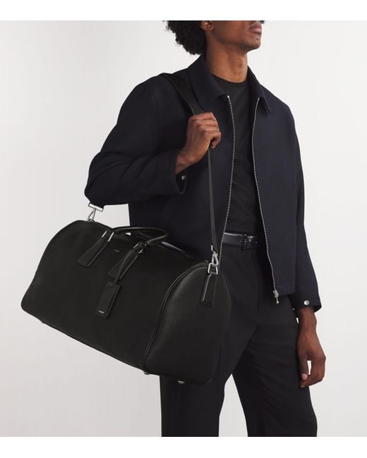 Sandro Black Coated Canvas Weekend Bag for men