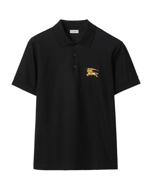 Burberry Black Cotton Metallic Ekd Slim Polo Shirt for men