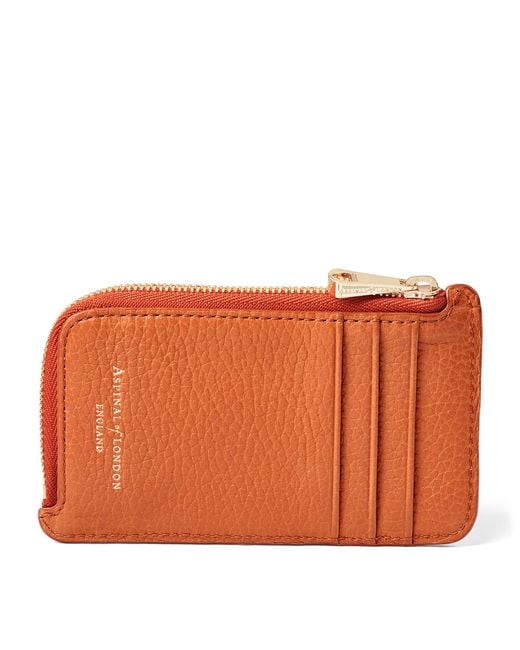 Aspinal Orange Leather Small Zipped Purse