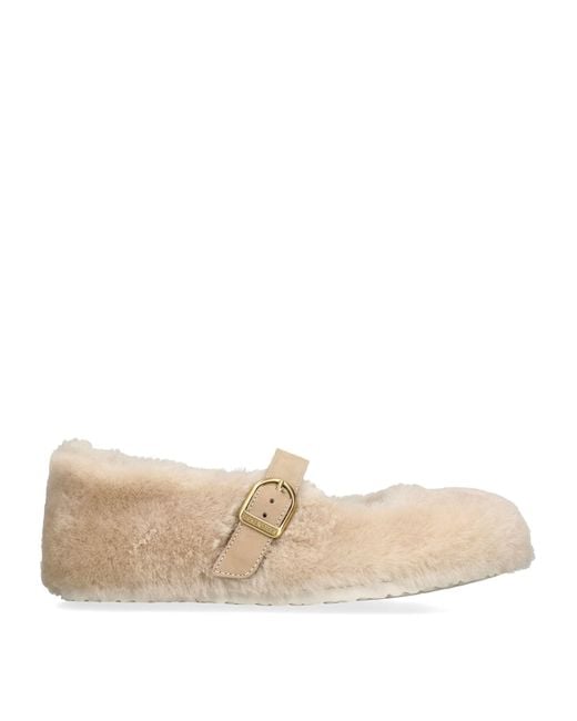 Birkenstock Natural Shearling Santa Clarita Ballet Flats