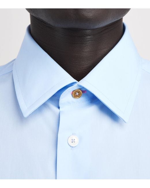 Paul Smith Blue Cotton Regular Fit Shirt for men