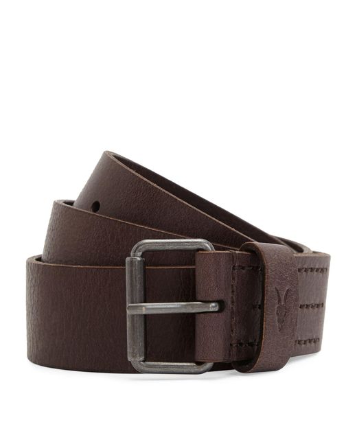 AllSaints Brown Buffalo Leather Dunston Belt for men