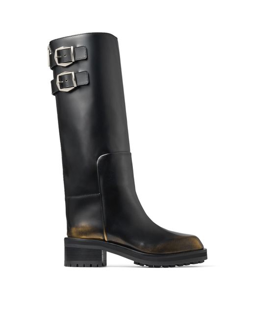 Jimmy Choo Black Brooklyn 50 Leather Knee-High Boots