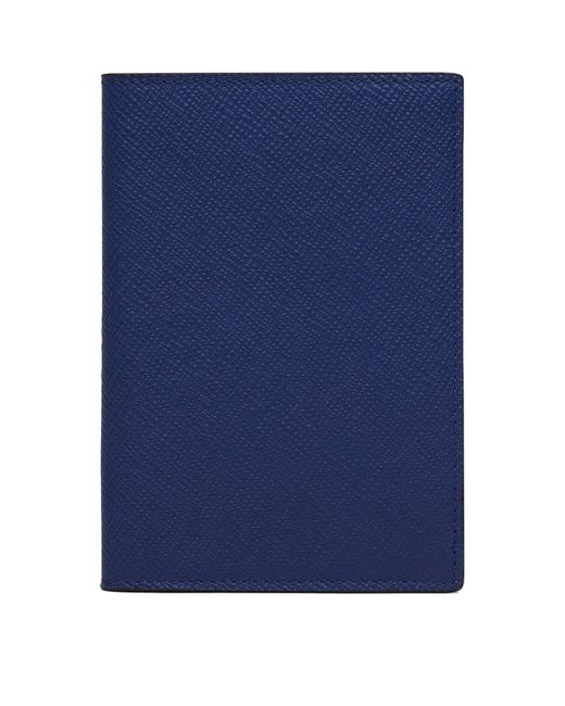 Smythson Blue Panama Leather Passport Cover