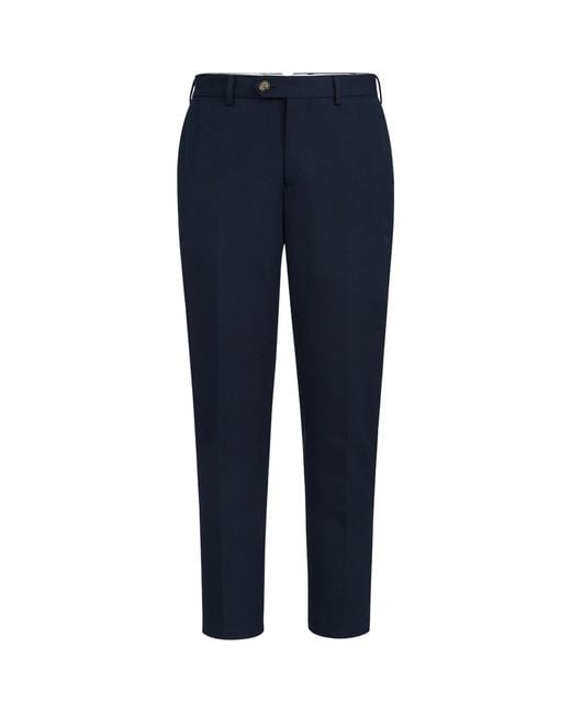 Brunello Cucinelli Blue Cotton-Virgin Wool Gabardine Trousers for men
