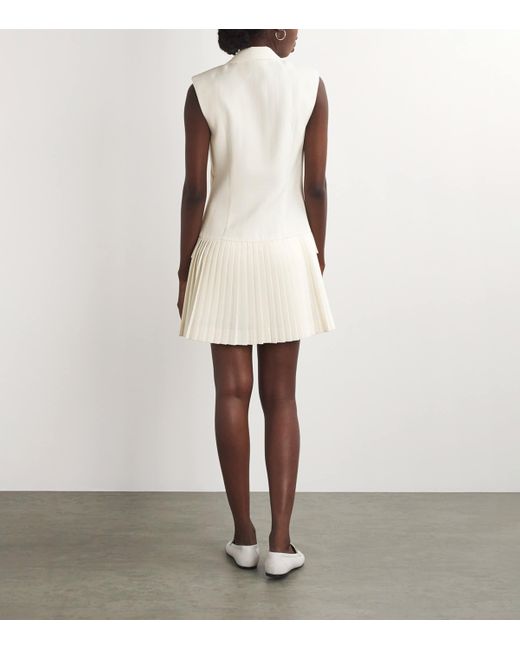 Sandro White Pleated Mini Dress