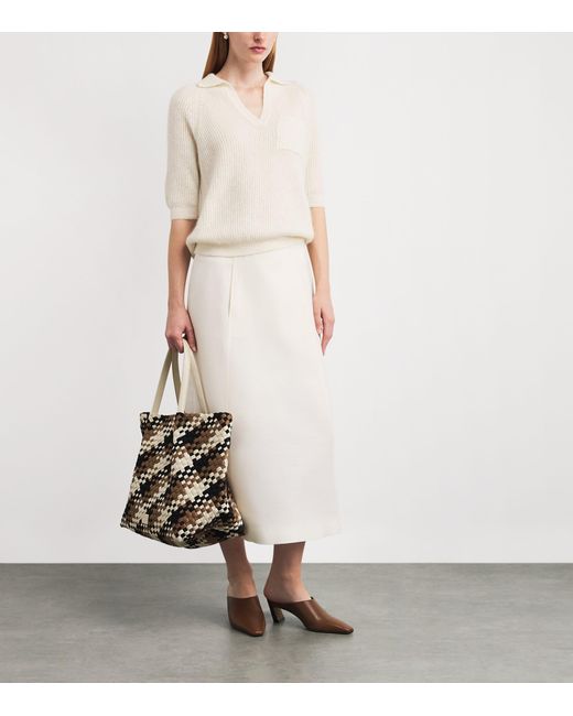Fabiana Filippi White Knitted Sequin Polo Sweater