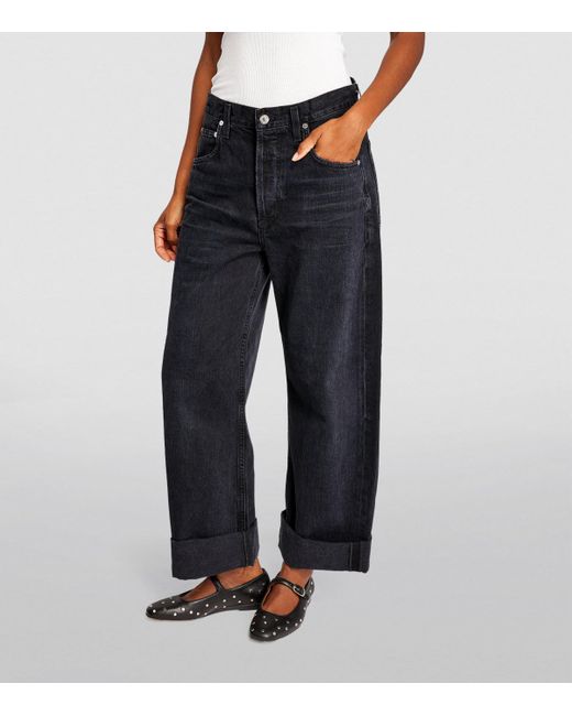 Citizens of Humanity Blue Ayla Mid-Rise Wide-Leg Jeans
