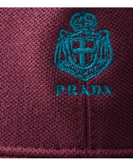 Prada Red Cotton Old Piqué Baseball Cap