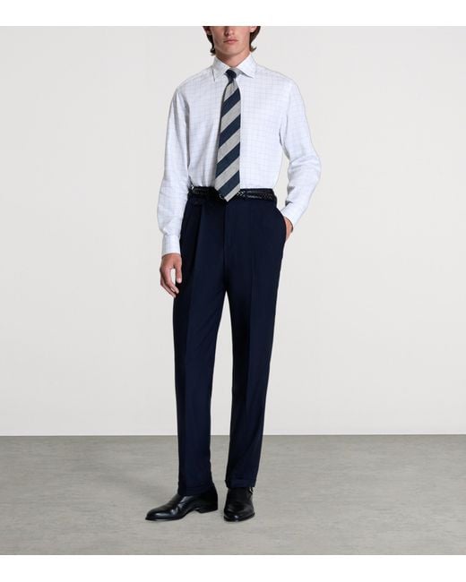 Dunhill White Cotton Check Shirt for men
