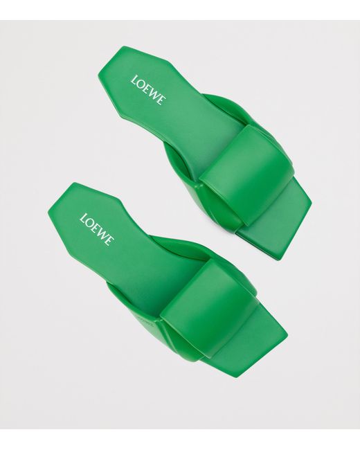 Loewe Green Leather Origami Slides