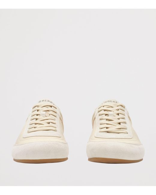 Burberry White Leather Runner Low-Top Sneakers for men