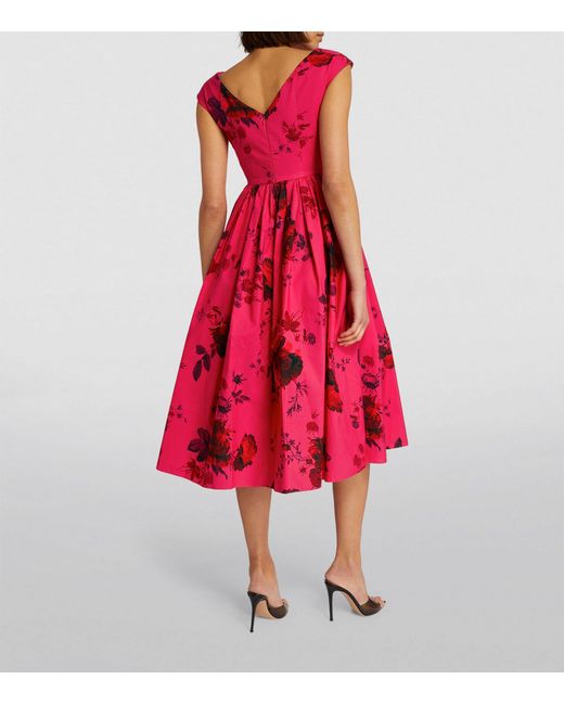 Erdem Red Floral Print Midi Dress