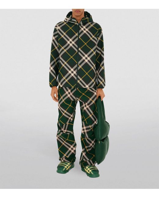 Burberry Green Hooded Check Jacket for men