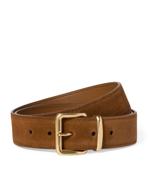 Miu Miu Brown Suede Engraved-Buckle Belt