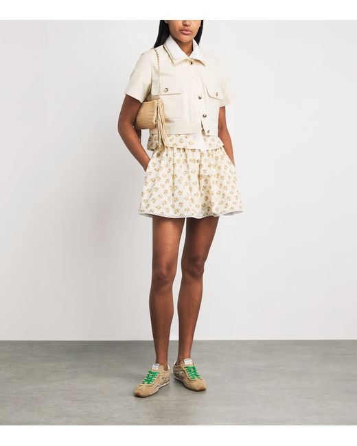 Maje Natural Printed Button-Front Mini Skirt