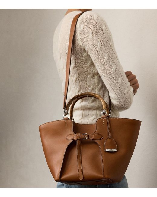 Ralph Lauren Brown Leather Ralph Tote Bag