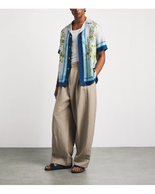 CHE Blue Silk Bloom Print Shirt for men