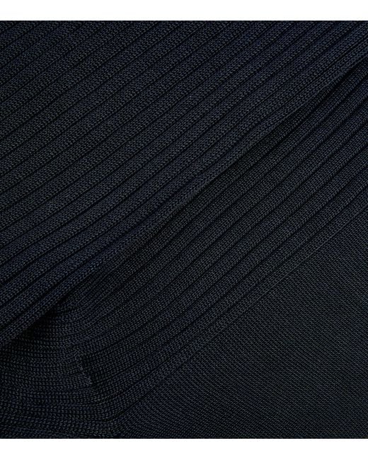 Doré Doré Black Long Cotton Rib-Knit Socks for men